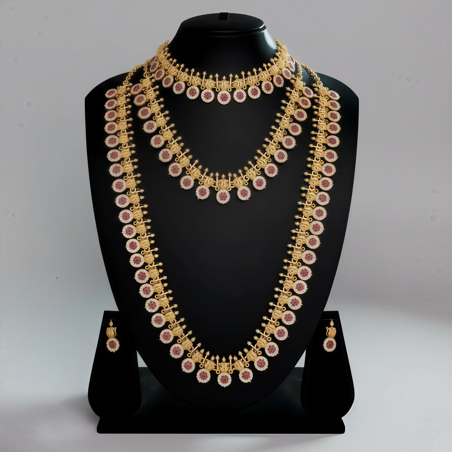 ✨ Gorgeous Sparkling Combo Jewellery Set | Gold-Plated Matte Finish Necklace & Earrings